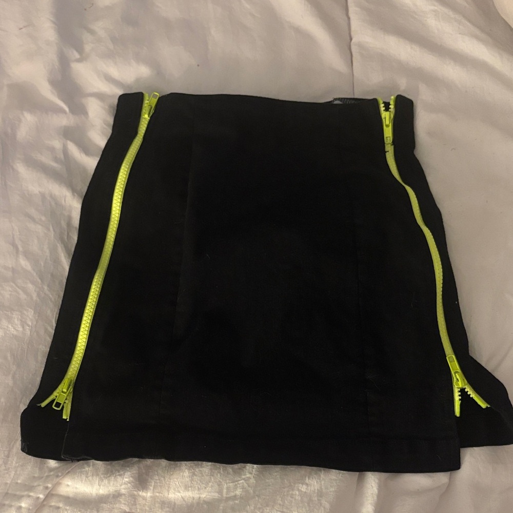 Carmar Black Skirt with Neon Green Zippers
